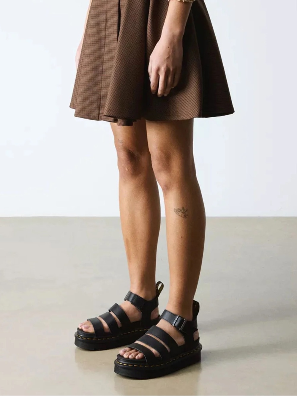Dr. Martens Black Leather Strappy Platform Sandals